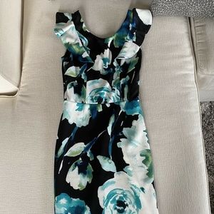 Love...ady Ruffled Floral Scuba Bodycon Dress -MED